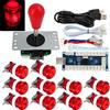 SJ@JX Arcade Game Stick DIY Kit Buttons with Logo LED 8 Way Joystick USB Encoder Cable Controller for PC MAME Raspberry Pi Red