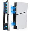 AARONMEI Per ventola di raffreddamento esterna PS5 Slim con 3 ventole silenziose e hub USB 3.0, accessorio supporto di raffreddamento a 2 stadi per console PS5 Slim con luce LED blu (nero)