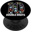 10 Dragon Birthday Double Digits 10 Drago Compleanno Doppia Cifre PopSockets PopGrip Adesivo