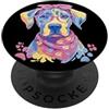 Kawaii Whimsical Pastel Pet Face Graphic Fiocco per occhiali rosa con ritratto di cane blu e amante degli animali PopSockets PopGrip Adesivo