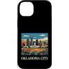Oklahoma City Travel Art Studio Custodia per iPhone 14 Plus Oklahoma, skyline città, retro, vendemmia, arte, design