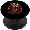 Dragon Enthusiast Designs for Boys Solo un ragazzo che ama i bambini amanti dei draghi PopSockets PopGrip Adesivo
