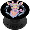 Kawaii Whimsical Pastel Safari Face Grap Cute Giraffe Ritratto Amante Animali Grafica Rosa Occhiali PopSockets PopGrip Adesivo