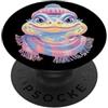 Kawaii Whimsical Pastel Barnyard Face Gr Blue Pig Ritratto Animale Amante Grafica Giallo Occhiali Floreali PopSockets PopGrip Adesivo