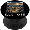 San Jose Travel Art Studio san jose, california, orizzonte, retro, vendemmia, PopSockets PopGrip Adesivo