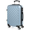 ITACA - Bagaglio A Mano Rigido Leggero Bagaglio A Mano 55X40X20 con 4 Ruote Silenziose Trolley Cabina Lucchetto a combinazione TSA Viaggio Aereo Ergonomico Durevole. Compatibile Ryanair, Blu chiaro