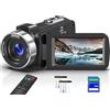 Delmodes Videocamera, 8 K, 64 MP, 18 X, zoom digitale, infrarossi, visione notturna, 3,0 pollici, UHD touch screen WiFi, per YouTube con scheda SD, telecomando da 2,4 G e 2 batterie