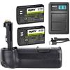 ayex Impugnatura per batteria adatta per Canon 5D Mark III simile a BG-E11 + 2 batterie LP-E6N + 1 caricatore USB Dual