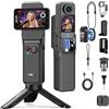 SJCAM C400 Vlogging Creators Combo, Action Camera tascabile 4K, potenza 7H, stabilizzazione a 6 assi, impermeabile, videocamera da viaggio touch screen da 2,29 '' per registrazione, videocamera