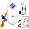 ZXDZSW Fotocamera POV 4K Pro, fotocamera impermeabile POV HD Capture 2.0, grandangolo da 170°, fotocamere indossabili for azioni corporee con audio, visione notturna(White*4K,128G)