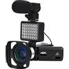 DMETE Videocamera Full 4K Videocamere digitali professionali Streaming live Fotografia 18X Registratore Vlog Webcam Ultra HD Regalo per principianti(128G SD Card,Camera Knit 2)