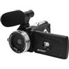 Tbest Videocamera 4K Videocamera 48MP F2.0 Obiettivo Ad Ampia Apertura Schermo Rotante 3W TIR Fill Light Registratore Digitale Portatile per e Riprese di Viaggio ABS 3 Pollici