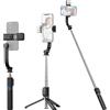 Generic Hanzete - Bastone per selfie multifunzione, 107 cm, con 7 sezioni, girevole a 360°, con clip rimovibile per telefono, luce di riempimento e telecomando, compatibile con Android 4.4/iOS 5.1 Syst