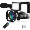 NGBFF Macchinetta Digitale, Videocamera digitale Vlogging Camcorder Camcorder 4K webcam Ir. Visione notturna UHD 56MP 16x. Digital Zoom Touch Screen Building Beauty Fill Light