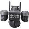 Luqeeg Telecamera di Sicurezza Wireless per Esterni Rilevamento Completo a 360° Tre Obiettivi da 2 Mp Uscita HD 1080p Connessioni di Rete 4g Alimentazione Solare per Cortili Porte