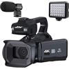 BAFEIYA Registratore per videocamera Vlogging con videocam Rilascio Videocamere for videocamera 4K Videocamera for webcam Fotocamera Ultra HD da 64 MP Zoom 18X 4.0quot;Videocamera touch screen(No card,RX200-m