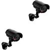 Abaodam 2pezzi Fake Camera Simulata Alta Simulazione Cctv Da Esterno Senza Batteria Nera Installazione Facile Con Supporto e Luce Led Lampeggiante