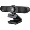 HSQMA Webcam 4K con Microfono, Wide-Angle 120°, Messa A Fuoco Automatica, Microfono con Riduzione del Rumore, Plug & Play, Compatibile con Windows, for Skype，TikTok，Youtube，Yahoo