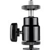 Walimex pro Testa a sfera di alta qualità, con adattatore per flash da 1/4, girevole a 360°, con adattatore hot shoe per fotocamere, luce LED, microfoni, portata 1,5 kg