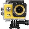 SEVOLY Fotocamera d'azione impermeabile 4K Action Camera HD 1080P 30m Impermeabile Sport Camera 170 ° Grandangolo a infrarossi Videocamera con schermo da 2,0 pollici Cattura ogni tuo momento.(Color:Yellow)