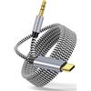 LecLooc Cavo Aux USB C per iPhone 1M,USB C to Jack 3.5mm Audio Cavo Aux Tipo C Nylon Compatibile con iPhone 17 16 Pro Max/15 Pro Max Plus Galaxy S25/24/S23/S22 Ultra Pixel iPad Pro Audio Auto