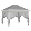 Gazebo Da Esterno Ad Altezza Regolabile Con Zanzariere, In Metallo E Tessuto Oxford, 3.3x3.3x2.8 M, Grigio Scuro