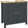 Mobile Sottolavabo In Truciolato E Mdf A 2 Ante Con Ripiano Interno Regolabile, 60x30x60 Cm, Grigio