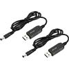YOKIVE 2pz DC 5V a DC 12V USB Step Up Voltaggio Convertitore, Cavo Alimentazione con DC Jack 5,5mm x 2,5mm, Ottimo per Router, Auto Guida Registratore (Nero, 6W 1A)