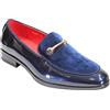 Xposed Men's Patent Leather & Velvet Upper Party Loafer Gold Buckle Dress Wedding Shoes [EL0820-NAVY-7]