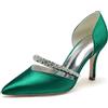 XHLZAAUE Scarpe col Tacco Donna Eleganti Décolleté con Tacco Alto Scarpe Punta Chiusa con Strass,Verde,38 EU