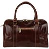 NO B Borsa Tracolla/Due Manici Bauletto Vera Pelle Italiana Tamponata a Mano Prodotto Fabbricato in Italia Chiusura con Cerniera Lampo Artigiani Toscani Made In Italia Marchio I FRATELLI Art.5538 (MARRONE)