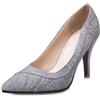 Onewus Donne eleganti décolleté con tacco a spillo punta in pizzo scarpe taglie forti per appuntamenti, grigio., 47 EU