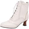 Generic Stivali vintage da donna stile vittoriano, stile vintage anni '70, con tacco medio, stivaletti vintage in stile rinascimentale, stivali autunno/inverno, bianco, 45 EU