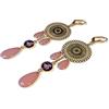 Lydee Deco Orecchini stelle goccia ventaglio perline resina ottone dorato blu