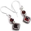 Kanika Jewelry Trove Beautiful 925 Sterling Silver Bezel Set Round, Square garnet 2-tier Drop Earrings for Womens, Orecchini in argento per regalo donna
