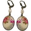 Handmade Orecchini bronzo ottone resina Fenicottero