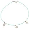 Generic Collana Girocollo Cristalli Acquamarina Con Tre Stelle in Acciaio
