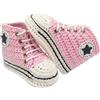 C'era una volta un filo Scarpette tipoconverse Vari Colori Bimbo Bimba. Fatte a Mano ad Uncinetto in Lana Merinos. Neonato 0-3 Mesi. Bootie Handmade (Rosa Chiaro)