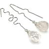 Generic Orecchini con Gocce in Quarzo Rosa, Pendenti con Fili in Argento 925, Gioielli Minimalisti, Regalo di Natale per Donne, Bijoux Artigianali