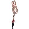 Generico Collana lunga di perle di fiume rosate con pendente di corallo e corno in ceramica nera