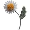 Generico Spilla Margherita Micro Uncinetto - Fiore Bianco, Giallo e Verde Fatto a Mano, Bottoniera Matrimonio, Made in Italy