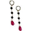 Generico Orecchini con perline nere in onice e gocce fucsia