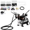 VEVOR Set Aerografo 1/6 HP con Compressore d'Aria, 3 Spruzzatori Aerografo a Doppia Azione con 3 Ugelli (0,3/0,3/0,35 mm) Flusso d'Aria 20-23 L/min, per Decorazione di Torte, Pittura di Modelli