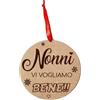Faltec Palline di Natale in Legno Personalizzate per Nonni, Buon Natale con Dedica, 3 modelli fra cui scegliere -idea regalo di Natale Nonna, Nonno, Nonna (Nonni vi vogliamo bene)
