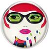 Generic Spilla con perno in acciaio inossidabile, diametro 25 mm, spillo 0,7 mm, Fatto a Mano, Illustrazione Donna Pop Art
