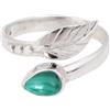 Meadows Anello in Apple Green Chalcedony con foglia di design, regolabile, in argento sterling 925, per donna, anello con pietra a pera