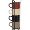Home Deco Factory, KA0500, Set di 4 Tazze semplici con Supporto, Ceramica Resistente, Design Elegante e Pratico, Ideale per caffè e tè, Colori neutri, Misura Standard, Beige, Marrone, Nero, Bianco