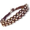 Generico Bracciale doppia treccia in cuoio di bufalo grezzo - intrecciato a mano - Regolabile - Marrone testa di Moro