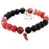 PSS Bracciale con corno argento 925 pietra onice e diaspro rosso e quadrifoglio portafortuna