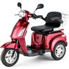 VELECO ZT15 - Scooter Disabili a 3 ruote - Completamente assemblato e pronto all'uso - Freno elettromagnetico automatico - Tachimetro a LED (ROSSO)